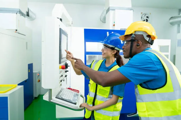 Operadores em chão de fábrica moderno